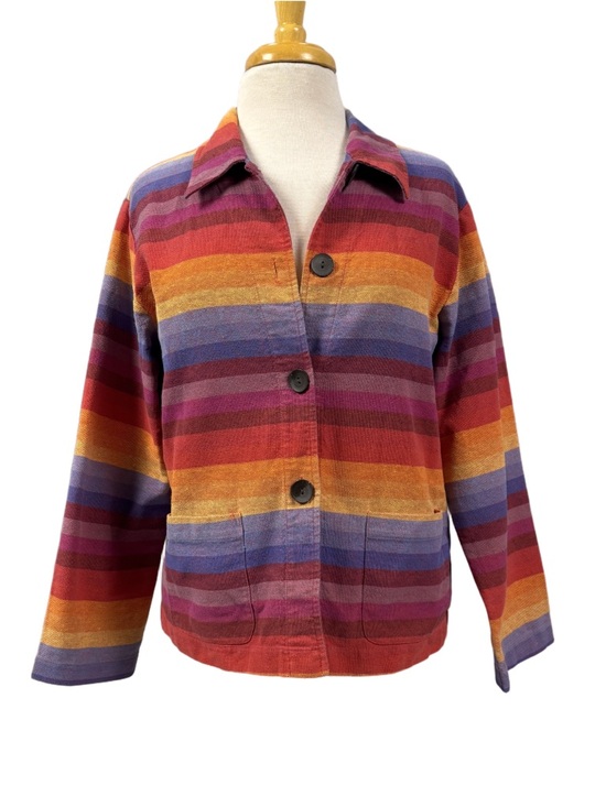 Coldwater Creek Jackets & Blazers - Coldwater Creek Size Small Cotton Linen Blend Striped Multicolor Women’s Jacket